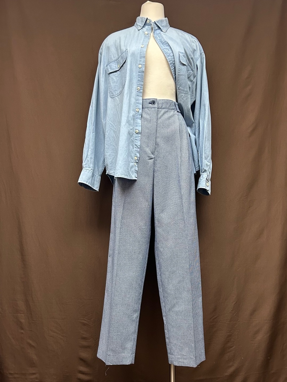 Vtg houndstooth wide-leg pant high rise